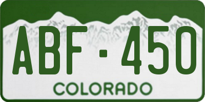 CO license plate ABF450