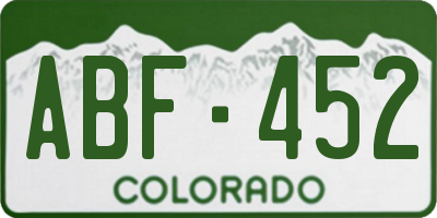CO license plate ABF452