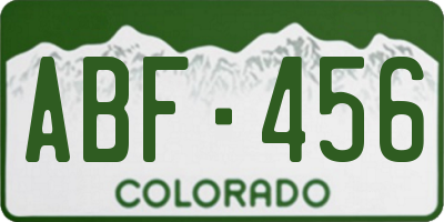 CO license plate ABF456