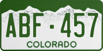 CO license plate ABF457