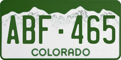 CO license plate ABF465