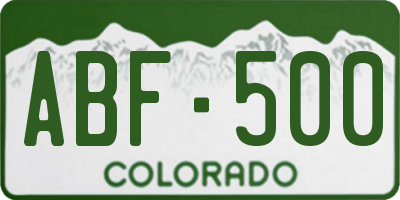 CO license plate ABF500