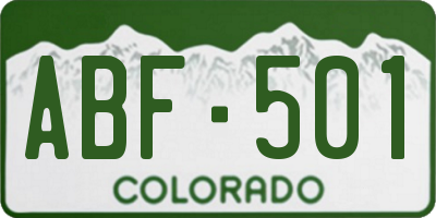 CO license plate ABF501