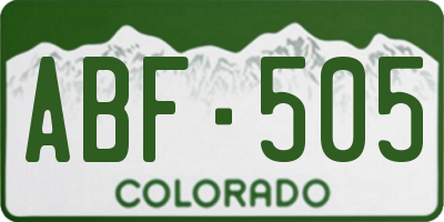 CO license plate ABF505