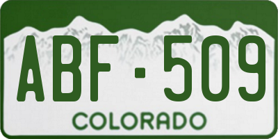 CO license plate ABF509
