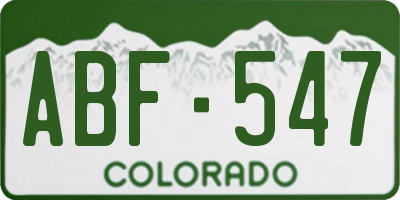 CO license plate ABF547