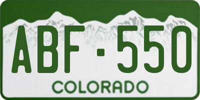 CO license plate ABF550