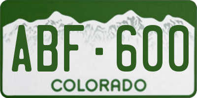 CO license plate ABF600