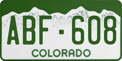CO license plate ABF608