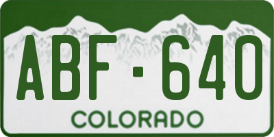 CO license plate ABF640
