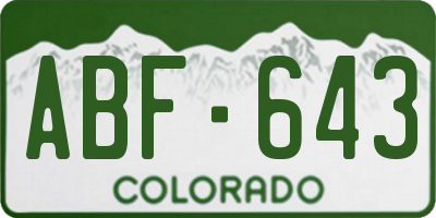 CO license plate ABF643