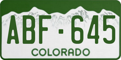 CO license plate ABF645
