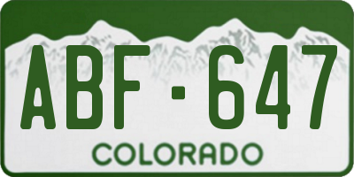 CO license plate ABF647