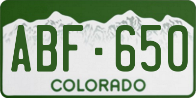 CO license plate ABF650