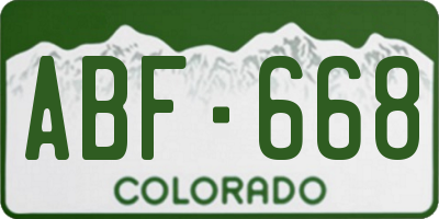 CO license plate ABF668