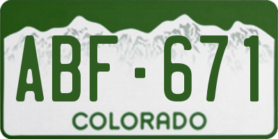 CO license plate ABF671