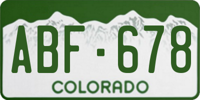 CO license plate ABF678