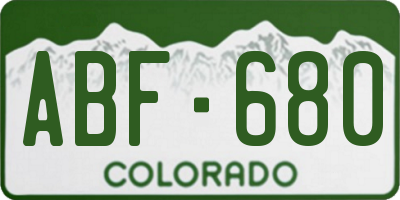 CO license plate ABF680