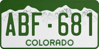 CO license plate ABF681