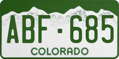 CO license plate ABF685
