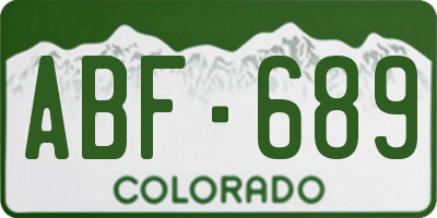 CO license plate ABF689