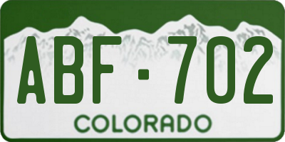 CO license plate ABF702