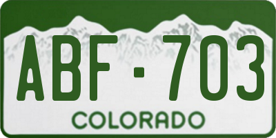 CO license plate ABF703