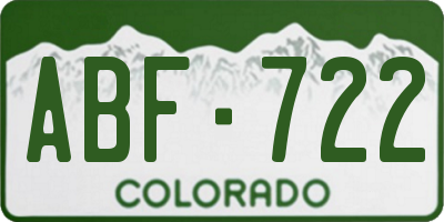 CO license plate ABF722