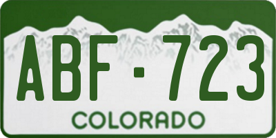 CO license plate ABF723