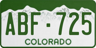 CO license plate ABF725