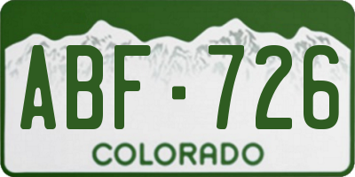 CO license plate ABF726