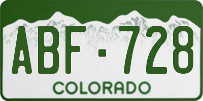 CO license plate ABF728