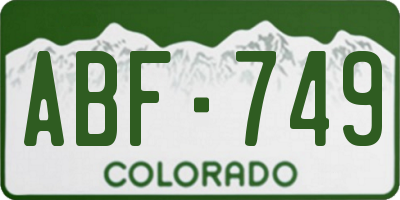 CO license plate ABF749