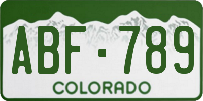 CO license plate ABF789