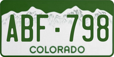 CO license plate ABF798