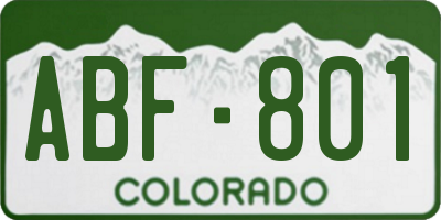 CO license plate ABF801