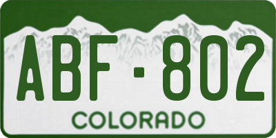 CO license plate ABF802