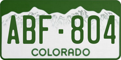 CO license plate ABF804