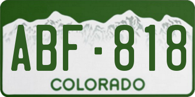 CO license plate ABF818
