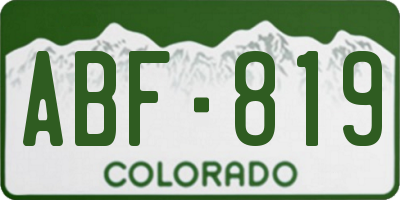 CO license plate ABF819