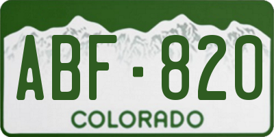 CO license plate ABF820