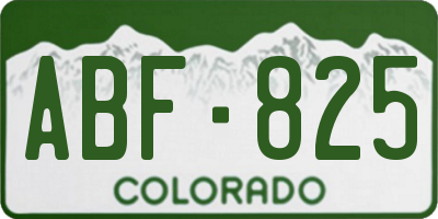 CO license plate ABF825