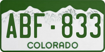 CO license plate ABF833
