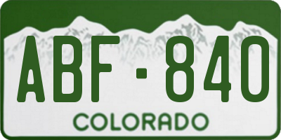 CO license plate ABF840