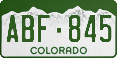 CO license plate ABF845