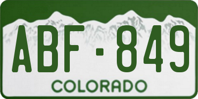 CO license plate ABF849
