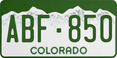 CO license plate ABF850