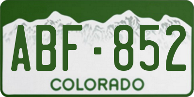 CO license plate ABF852