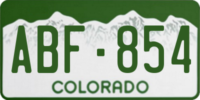 CO license plate ABF854