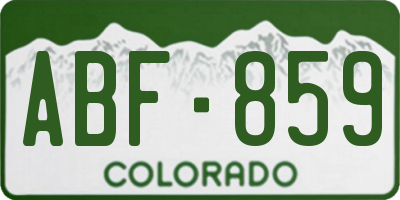 CO license plate ABF859